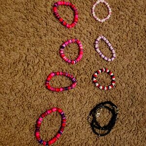 Pink and black bracelets